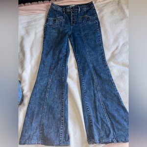 Flared blue jeans